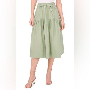 New with tags CeCe Women's Tie-Waist A-Line Midi Skirt Elegant Green Midi